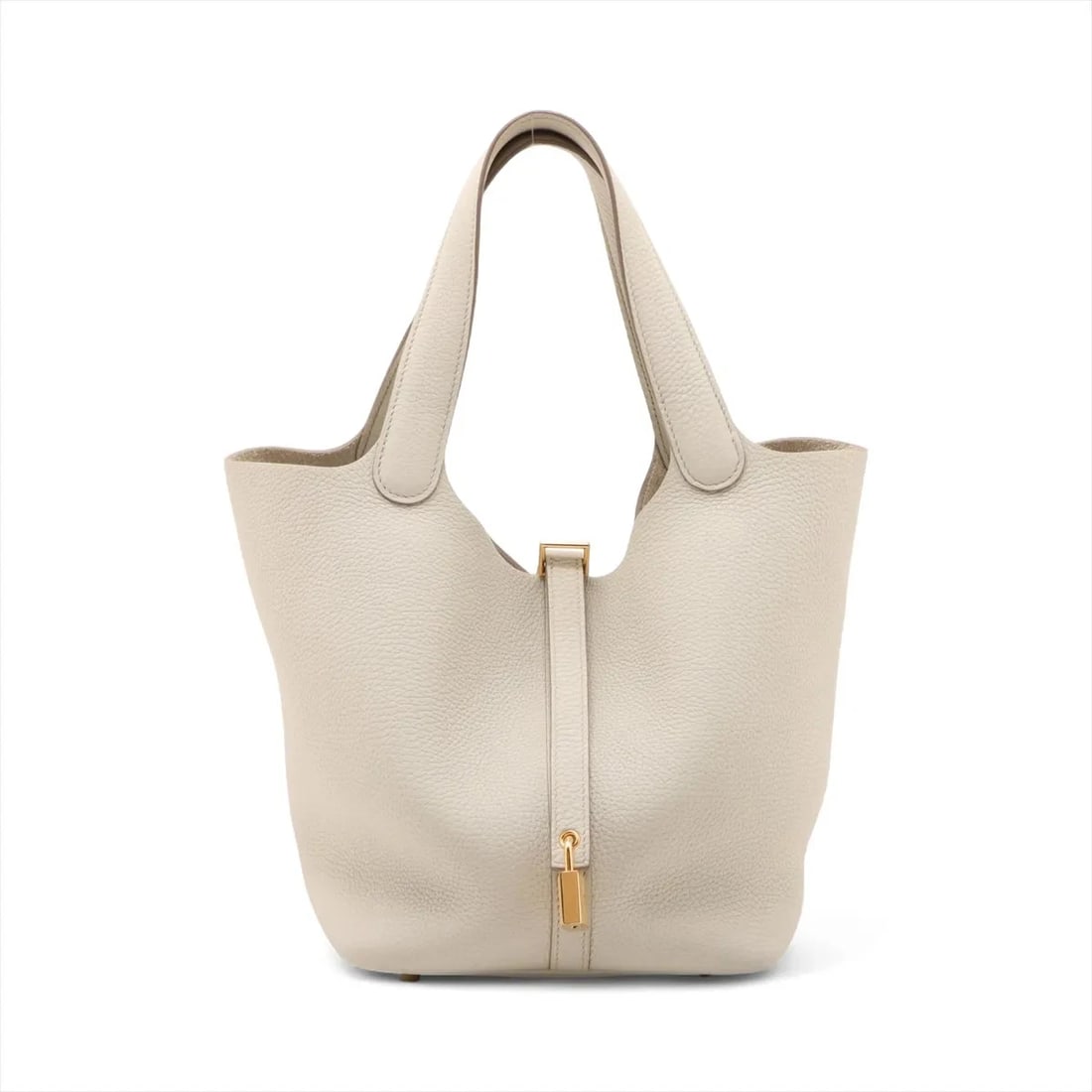 HERMÈS PICOTIN LOCK 22 MM TAURILLON CLEMENCE BETON GOLD: Hermès Picotin Lock 22 MM Taurillon Clemence Beton Gold Brand: Hermès Type: Hand bag Material: Taurillon Clemence Color: Beton Size: Height:8.5inch Length:8.7inch Depth:6.9inch Handle height:6.3