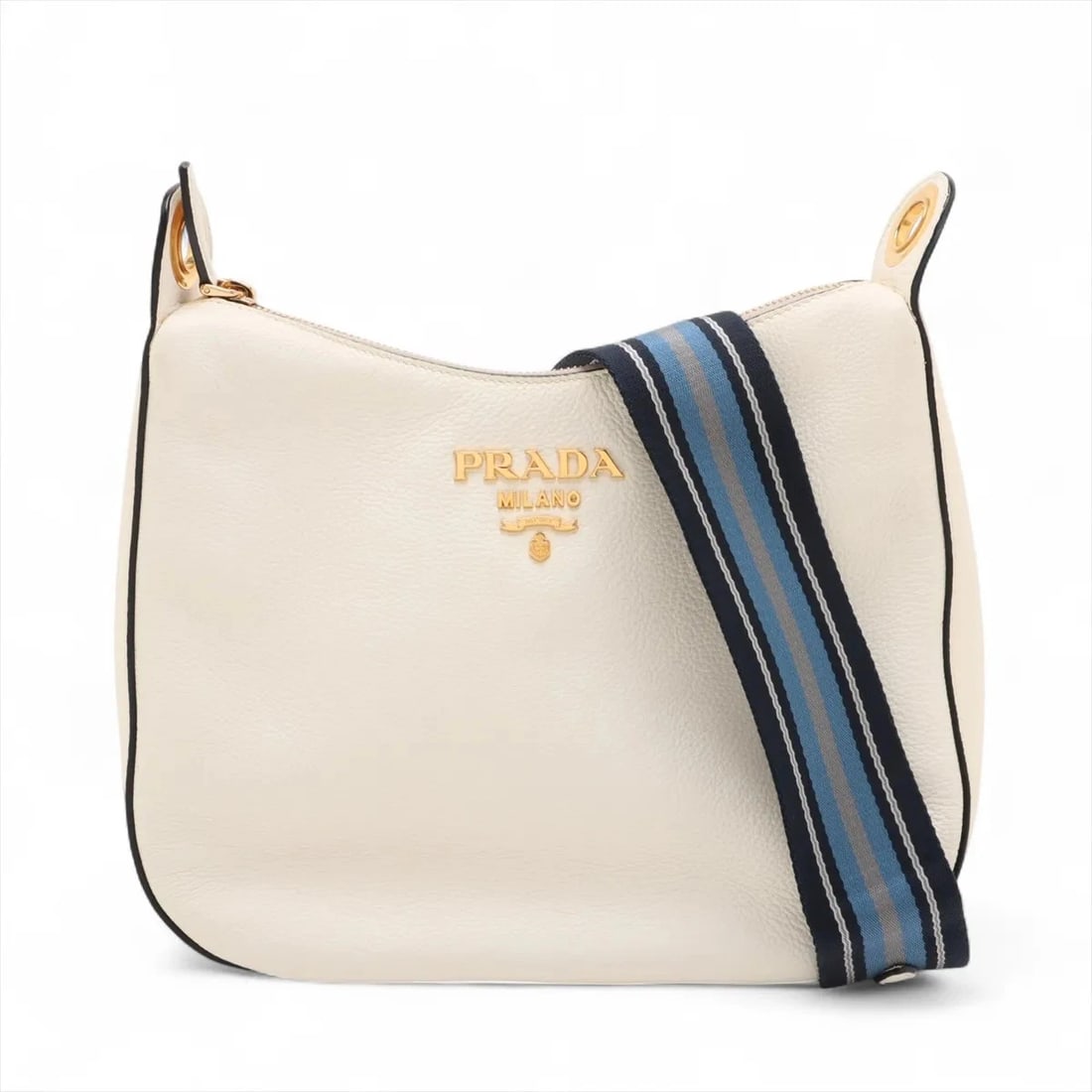 PRADA LEATHER SHOULDER BAG WHITE (1 of 7)