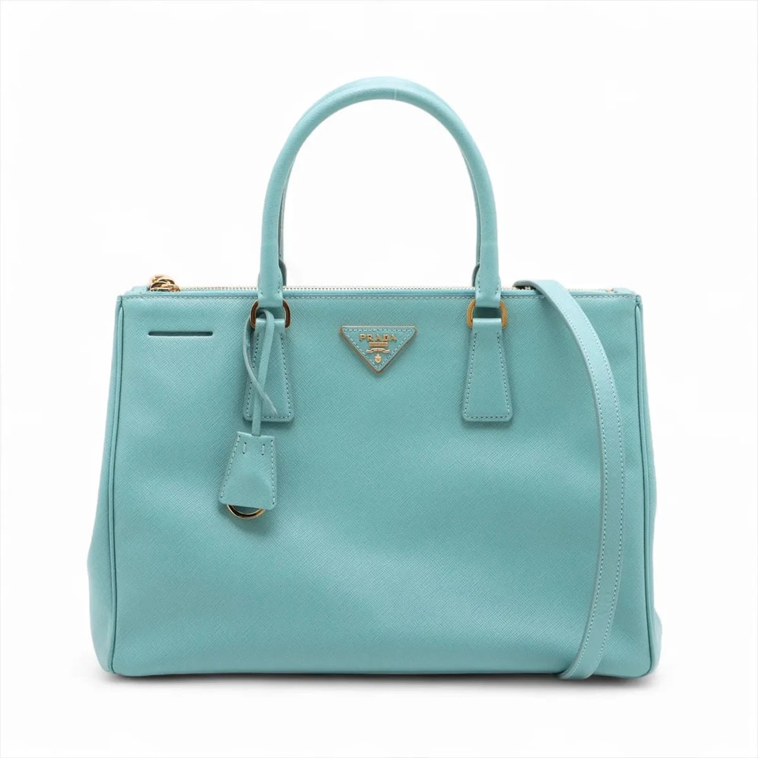 PRADA SAFFIANO LEATHER 2 WAY HANDBAG BLUE (1 of 7)