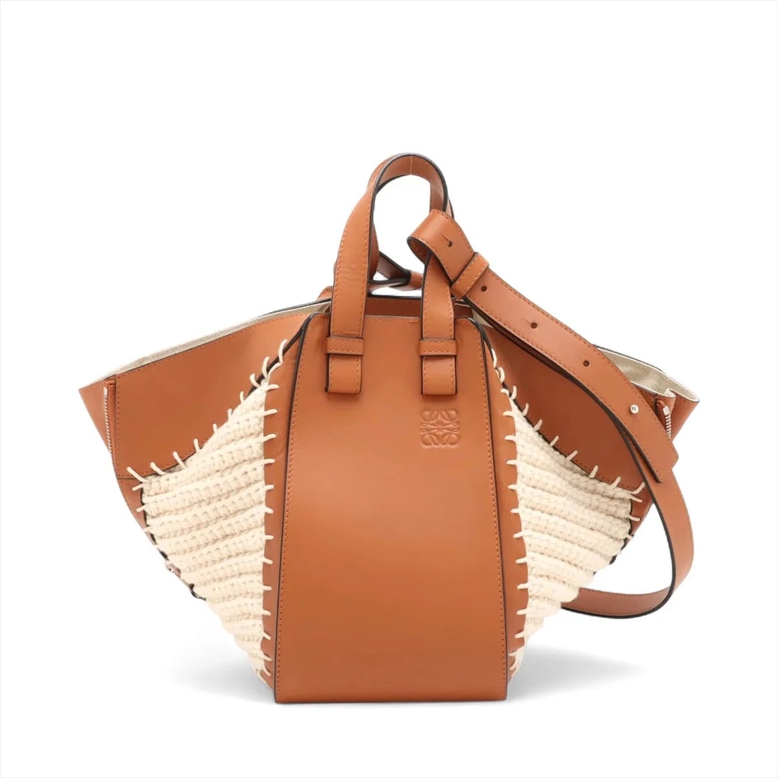 LOEWE HAMMOCK SMALL KNIT X LEATHER 2 WAY HANDBAG (1 of 8)