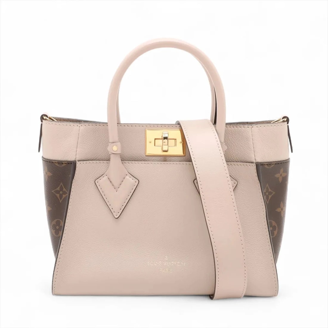 LOUIS VUITTON MONOGRAM X CALFSKIN ON MY SIDE PM BEIGE (1 of 7)