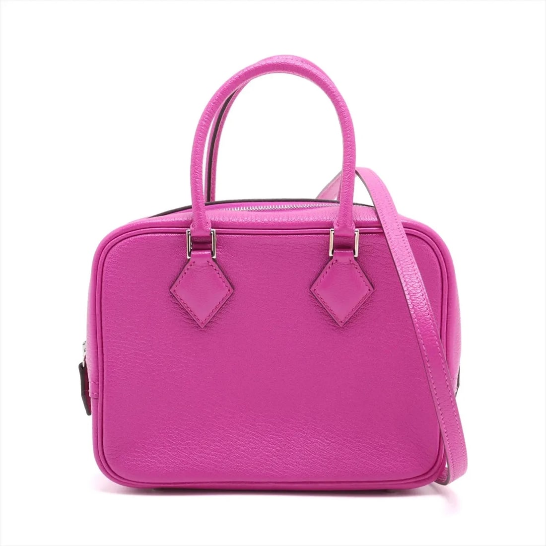 HERMÈS MINI PLUM 20 CHEVRE ROSE PURPLE SILVER: Hermès MINI PLUM 20 Chevre Rose Purple Silver Brand: Hermès Type: Hand bag Material: Chevre Color: Rose Purple Size: Height:5.3inch Length:6.9inch Depth:2.6inch Handle height:3.3inch Shoulder he