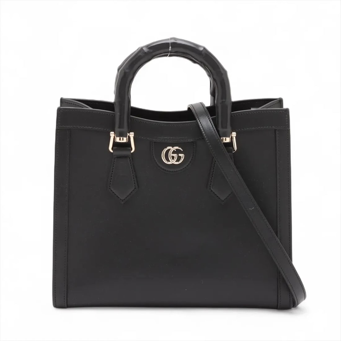 GUCCI BAMBOO DIANA LEATHER 2 WAY HANDBAG BLACK (1 of 7)