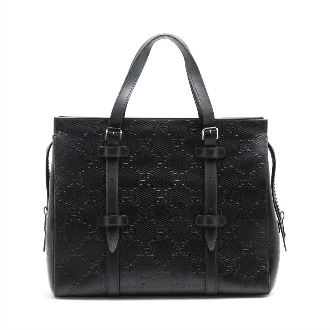 GUCCI GG EMBOSSED LEATHER TOTE BAG BLACK (1 of 8)