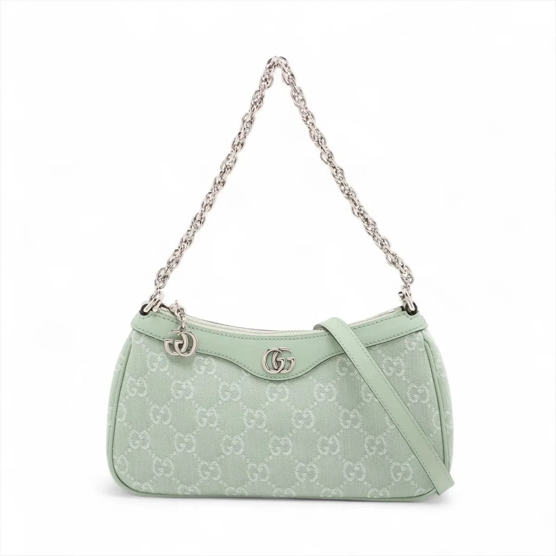 GUCCI GG CANVAS OPHIDIA CANVAS X LEATHER 2 WAY SHOULDER BAG: Gucci GG Canvas Ophidia canvas x leather 2 Way Shoulder Bag Brand: Gucci Type: Shoulder bag Material: canvas Color: Green Size: Height:5.5inch Length:10.0inch Depth:2.2inch Handle