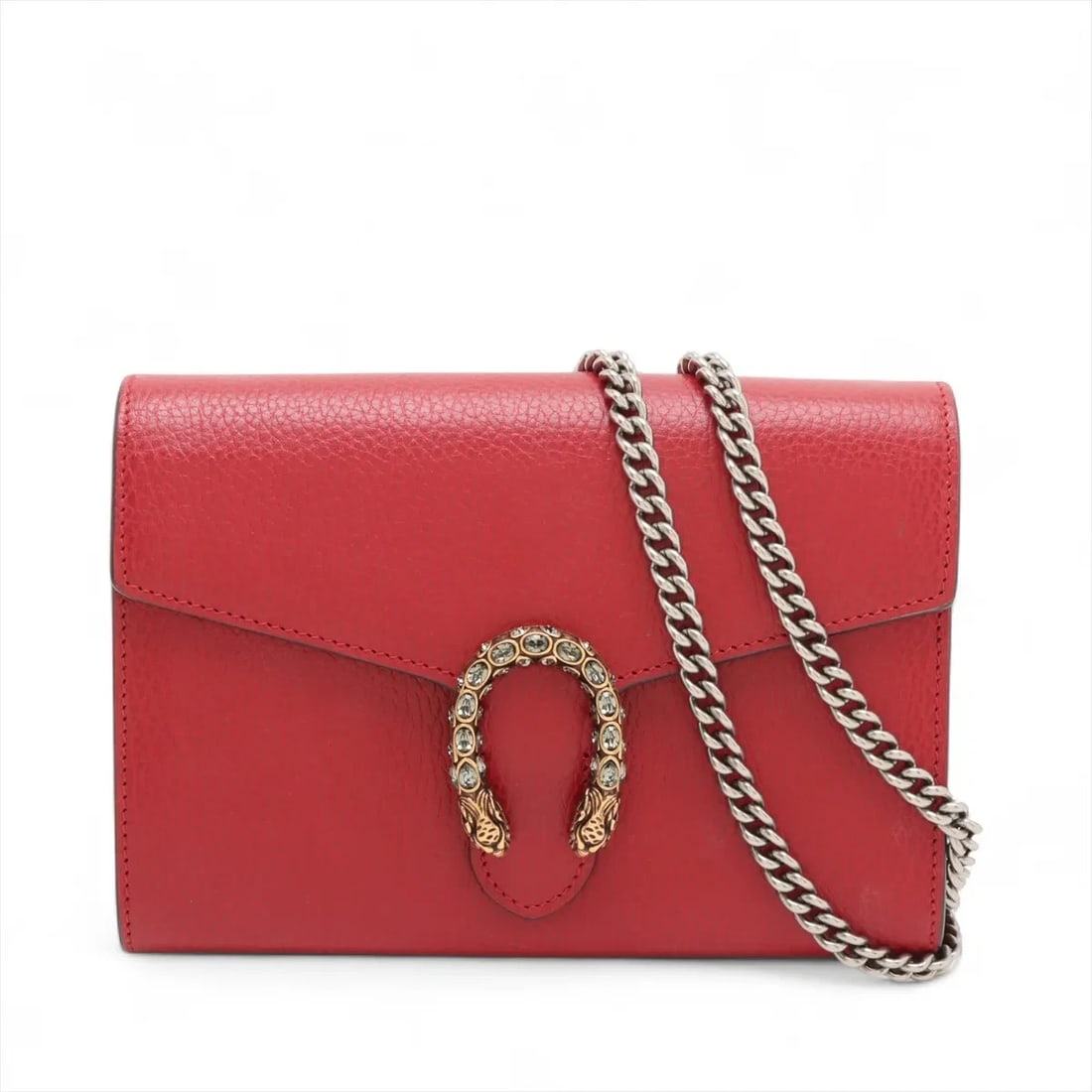 GUCCI DUONYSSOS LEATHER CHAIN WALLET RED (1 of 6)