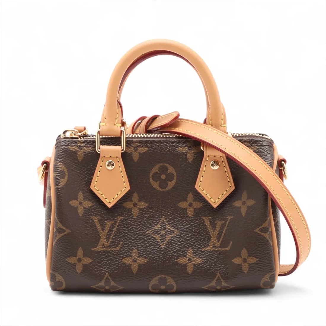 LOUIS VUITTON MONOGRAM NANO SPEEDY BROWN: Louis Vuitton Monogram Nano Speedy Brown Brand: Louis Vuitton Type: Hand bag Material: Monogram Color: Brown Size: Height:4.1inch Length:6.3inch Depth:3.0inch Handle height:2.6inch Shoulder height