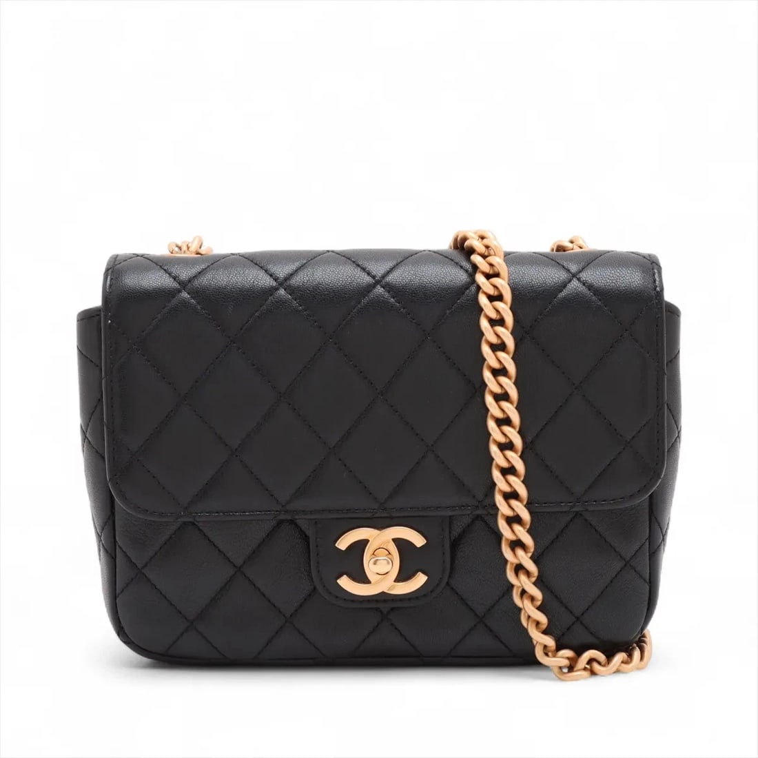 CHANEL MATELASSE LEATHER CHAIN SHOULDER BAG: Chanel Matelasse Leather Chain Shoulder Bag Brand: Chanel Type: Shoulder bag Material: Leather Color: Black Size: Height:6.3inch Length:8.1inch Depth:1.8inch Shoulder height:20.7inch Accessories: