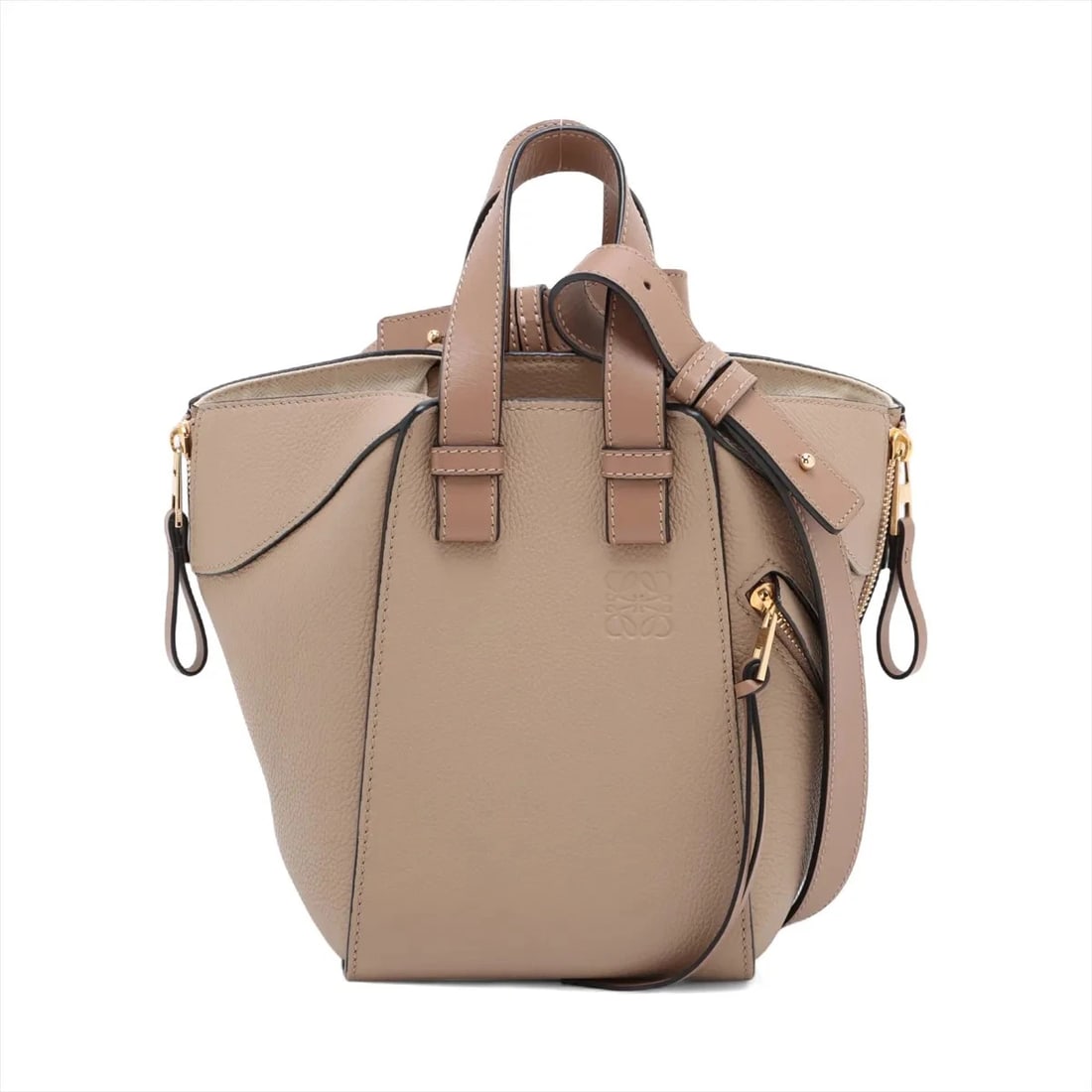 LOEWE HAMMOCK COMPACT LEATHER 2 WAY HANDBAG BEIGE (1 of 8)