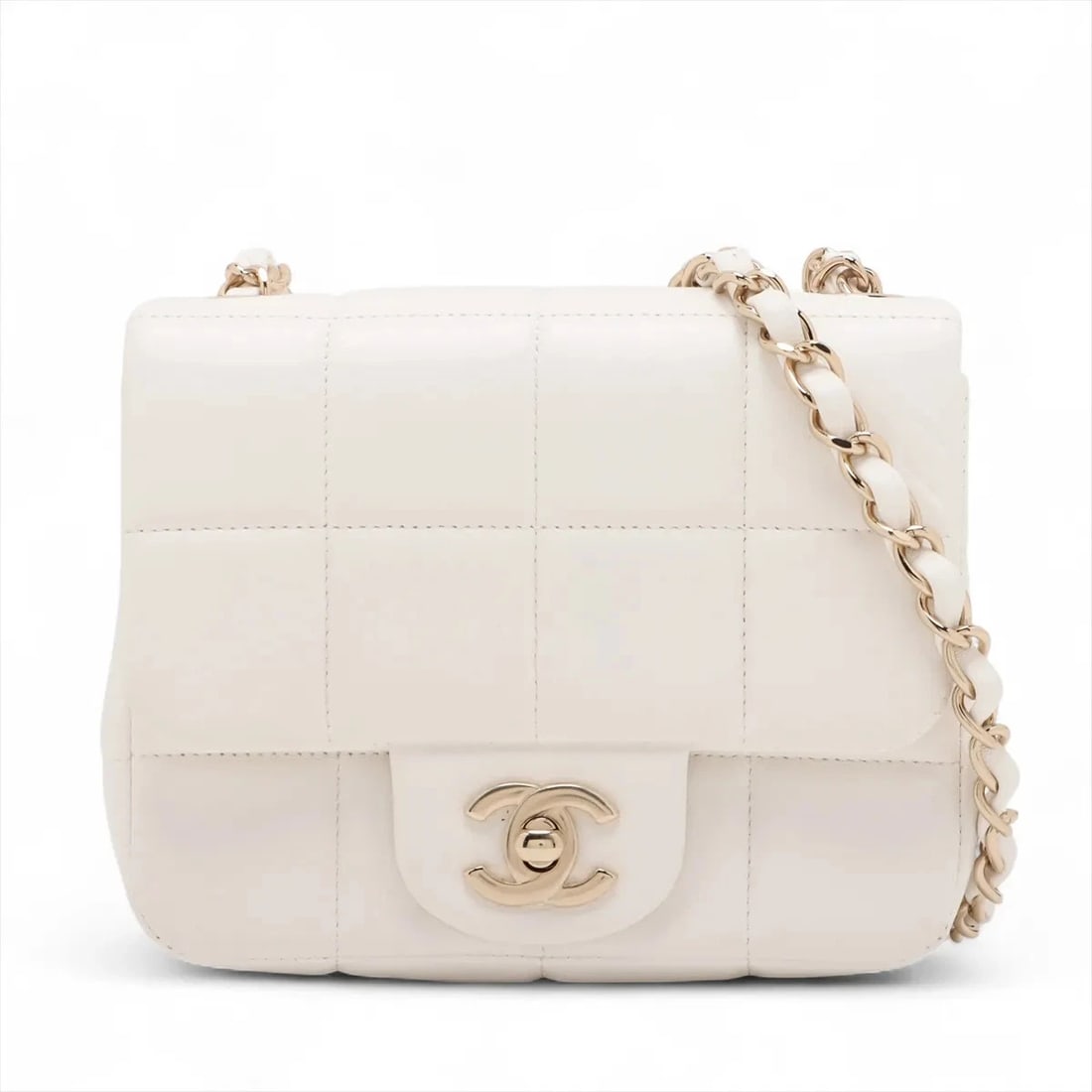 CHANEL CHOCOLATE BAR LAMBSKIN SINGLE FLAP SINGLE CHAIN BAG (1 of 8)