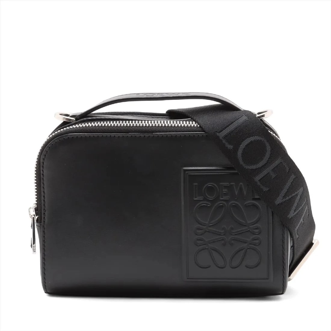 LOEWE ANAGRAM CAMERAS CROSSBODY BAG: Loewe Anagram cameras crossbody bag Brand: Loewe Type: Hand bag Material: Leather Color: Black Size: Height:5.1inch Length:7.1inch Depth:2.8inch Handle height:0.8inch Shoulder height:23.8inch 