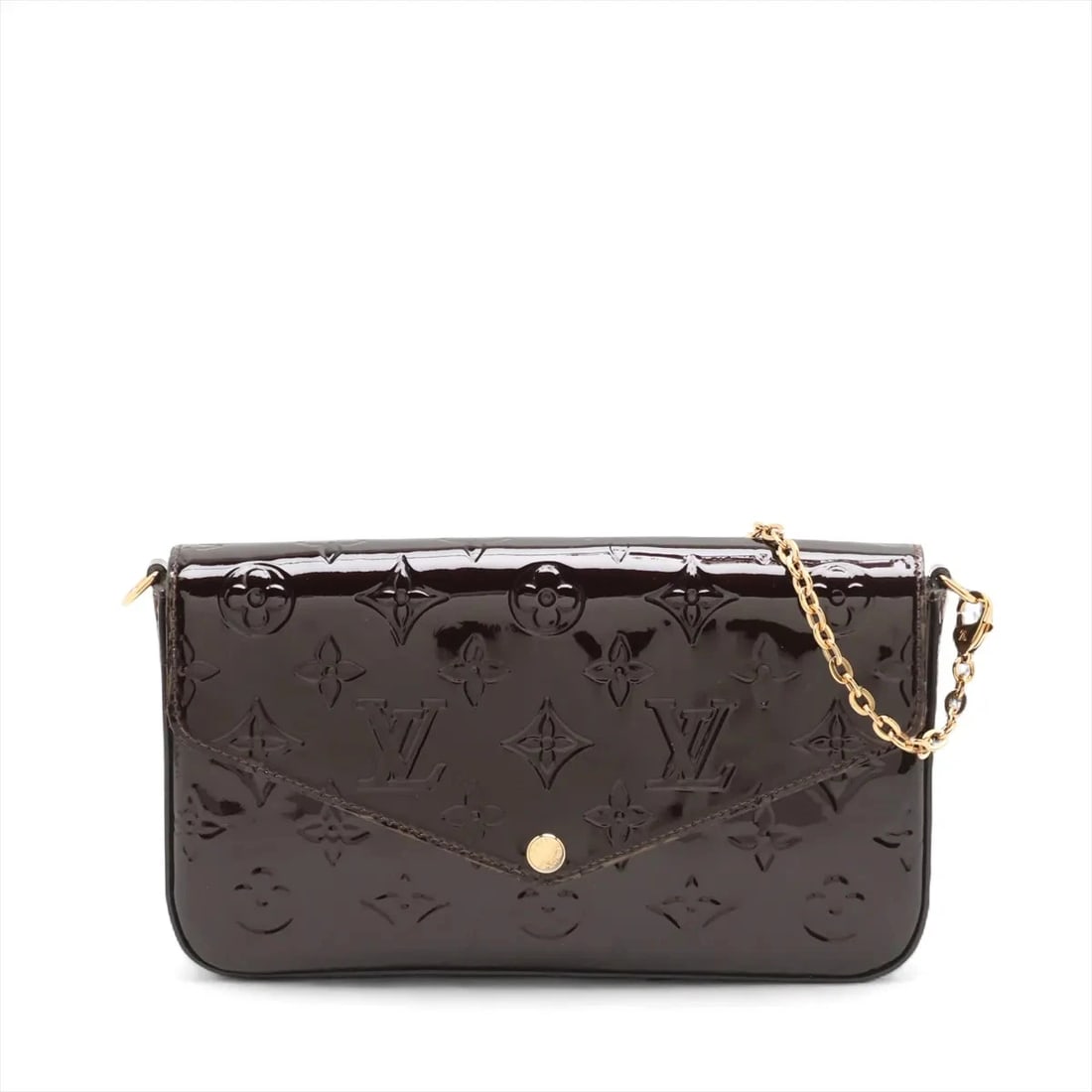 LOUIS VUITTON VERNIS POCHETTE FÉLICIE BROWN: Louis Vuitton Vernis Pochette Félicie Brown Brand: Louis Vuitton Type: Shoulder bag Material: None Color: Brown Size: Height:4.7inch Length:8.5inch Depth:1.4inch Shoulder height:21.7inch 