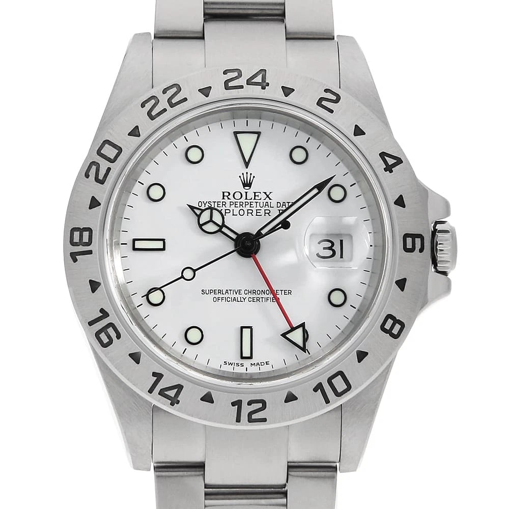 ROLEX EXPLORER WHITE F WATCH: ROLEX Explorer white F Watch Brand: ROLEX Type: Wrist watch Material: Band Material Stainless Steel, Case Material Stainless Steel Color: Dial Color White Size: Band Size 19.5cm (7.7inch),