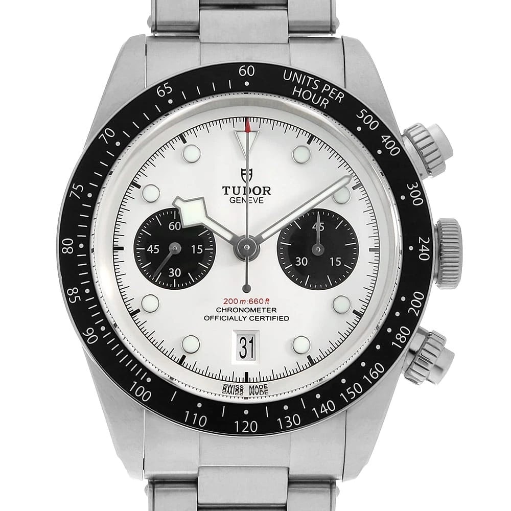 TUDOR BLACK BAY CHRONO BRACE WATCH: TUDOR Black Bay Chrono brace Watch Brand: TUDOR Type: Wrist watch Material: Band Material Stainless Steel, Case Material Stainless Steel Color: Dial Color Oparin Size: Band Size 20cm