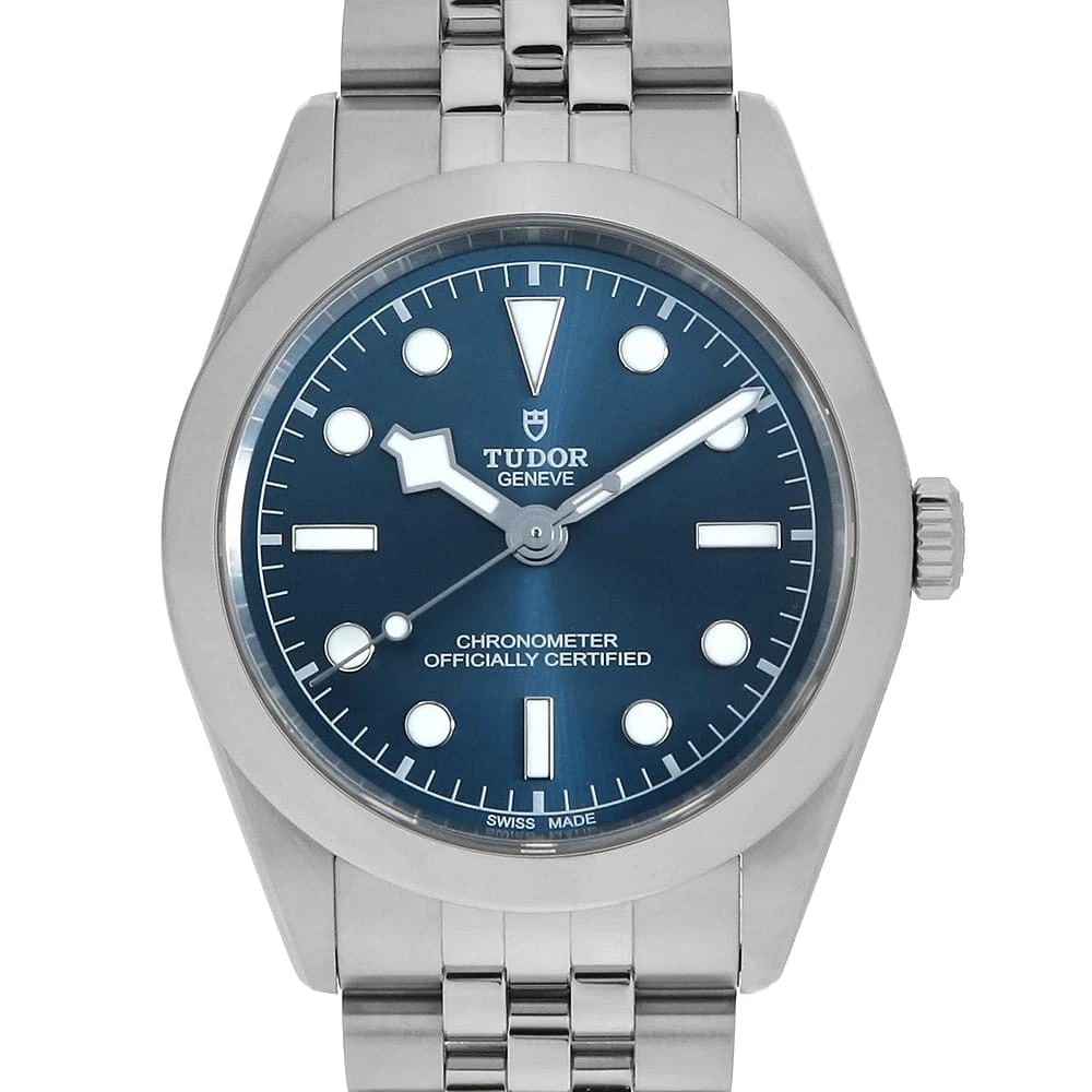 TUDOR BLACK WATCH: TUDOR black Watch Brand: TUDOR Type: Wrist watch Material: Band Material Stainless Steel, Case Material Stainless Steel Color: Dial Color Blue Size: Band Size 19.5cm (7.7inch), Case Size