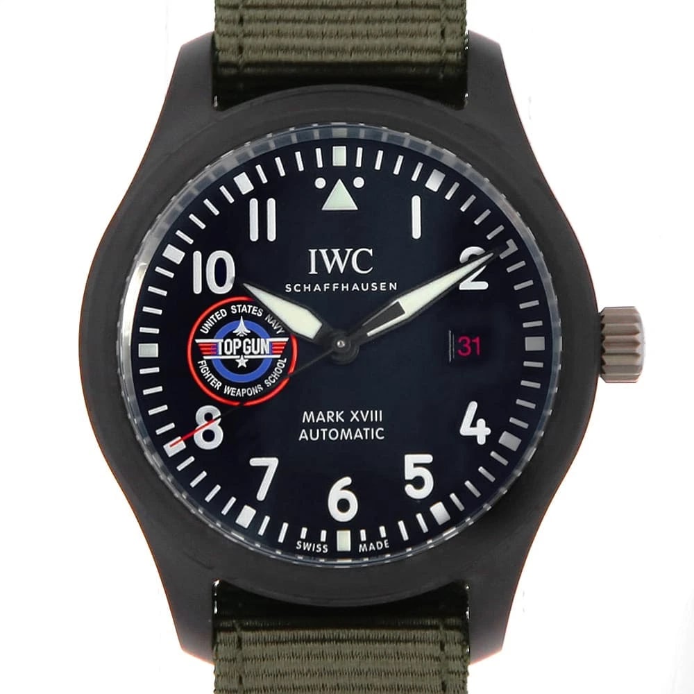 IWC PILOT WATCH MARK WATCH: IWC Pilot Watch Mark Watch Brand: IWC Type: Wrist watch Material: Band Material Nylon, Case Material Ceramic Color: Dial Color Black Size: Band Size NONE, Case Size Case:W41mm Accessories: