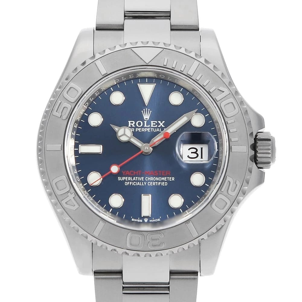 ROLEX YACHT MASTER BLUE WATCH: ROLEX Yacht master blue Watch Brand: ROLEX Type: Wrist watch Material: Band Material Stainless Steel, Case Material Stainless Steel Color: Dial Color Blue Size: Band Size 19.5cm (7.7inch),