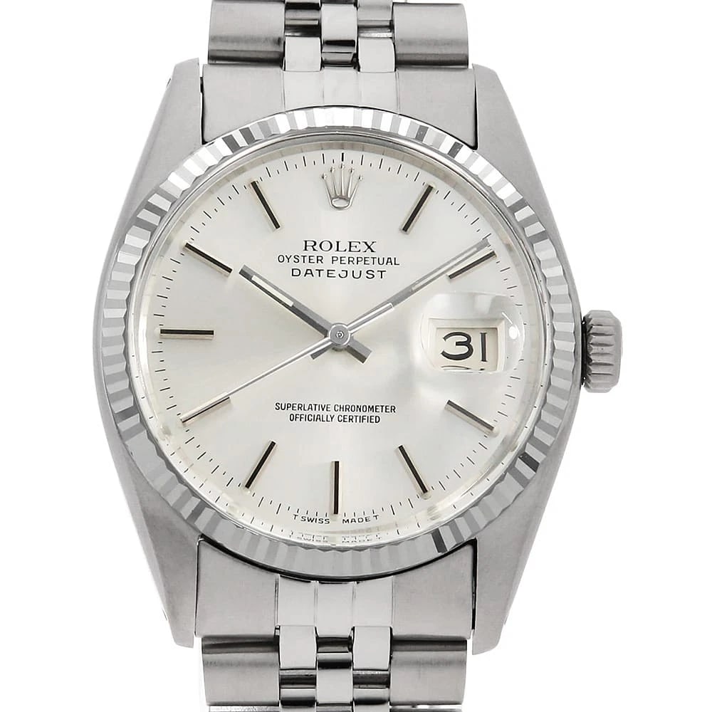 ROLEX DATEJUST SILVER WATCH: ROLEX Datejust Silver Watch Brand: ROLEX Type: Wrist watch Material: Band Material Stainless Steel, Case Material Stainless Steel Color: Dial Color Silver Size: Band Size 19cm (7.5inch), Case