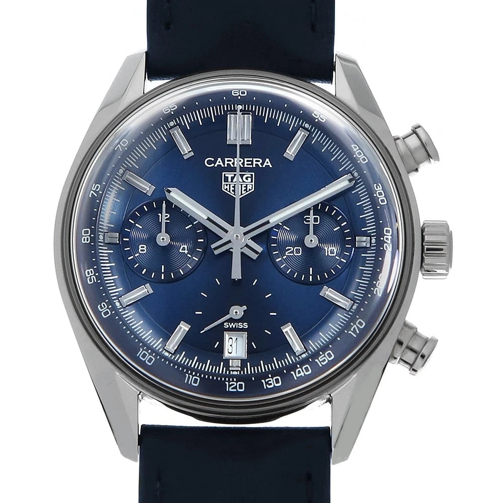 TAG HEUER CARRERA CALIBER CHRONOGRAPH WATCH: TAG Heuer Carrera Caliber Chronograph Watch Brand: TAG Heuer Type: Wrist watch Material: Band Material Calfskin, Case Material Stainless Steel Color: Dial Color Blue Size: Band Size NONE, Case