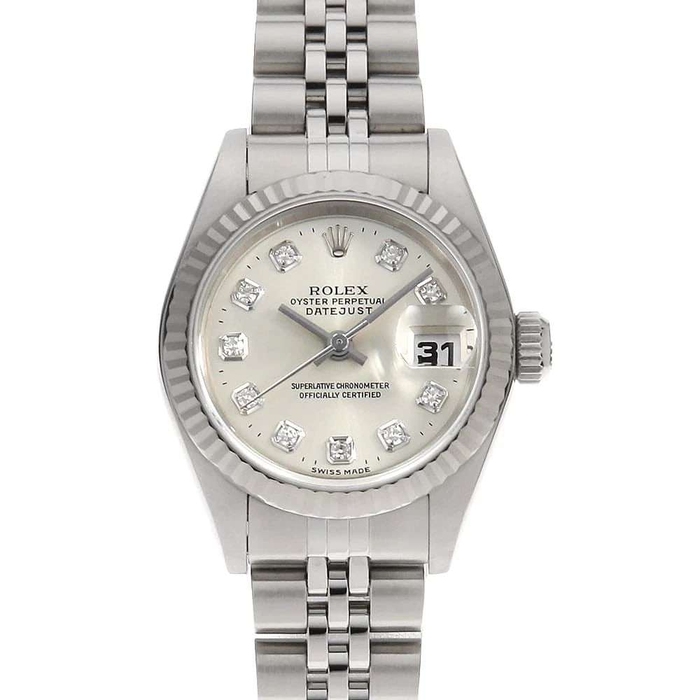 ROLEX DATEJUST DIAMOND SILVER T WATCH: ROLEX Datejust Diamond Silver T Watch Brand: ROLEX Type: Wrist watch Material: Band Material Stainless Steel, Case Material Stainless Steel Color: Dial Color Silver Size: Band Size 16.5cm