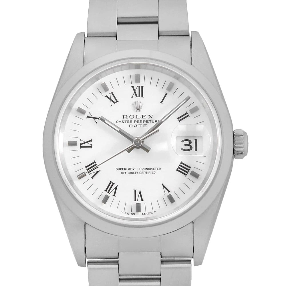 ROLEX OYSTER PERPETUAL WHITE CENTER ROME T WATCH: ROLEX Oyster Perpetual white center rome T Watch Brand: ROLEX Type: Wrist watch Material: Band Material Stainless Steel, Case Material Stainless Steel Color: Dial Color White Size: Band Size