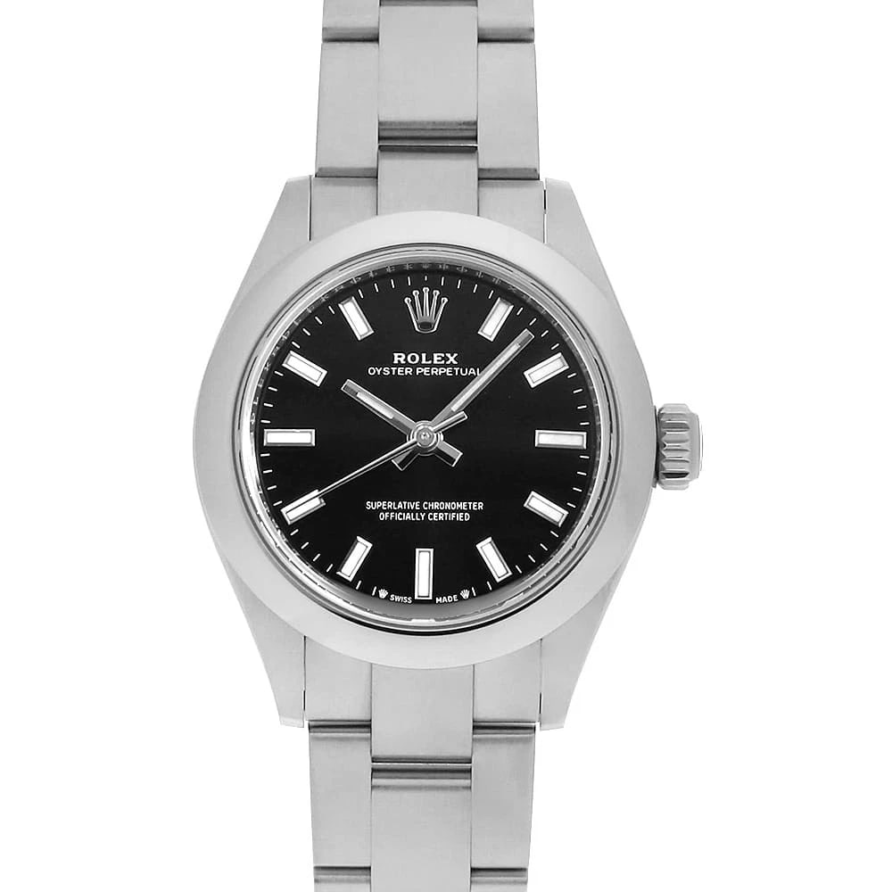 ROLEX OYSTER PERPETUAL BLACK WATCH: ROLEX oyster perpetual black Watch Brand: ROLEX Type: Wrist watch Material: Band Material Stainless Steel, Case Material Stainless Steel Color: Dial Color Black Size: Band Size 16cm (6.3inch),