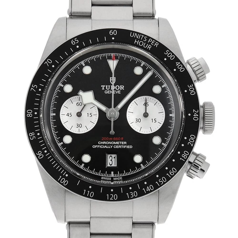 TUDOR BLACK BAY CHRONO WATCH: TUDOR Black Bay Chrono Watch Brand: TUDOR Type: Wrist watch Material: Band Material Stainless Steel, Case Material Stainless Steel Color: Dial Color Black Size: Band Size 19cm (7.5inch), Case