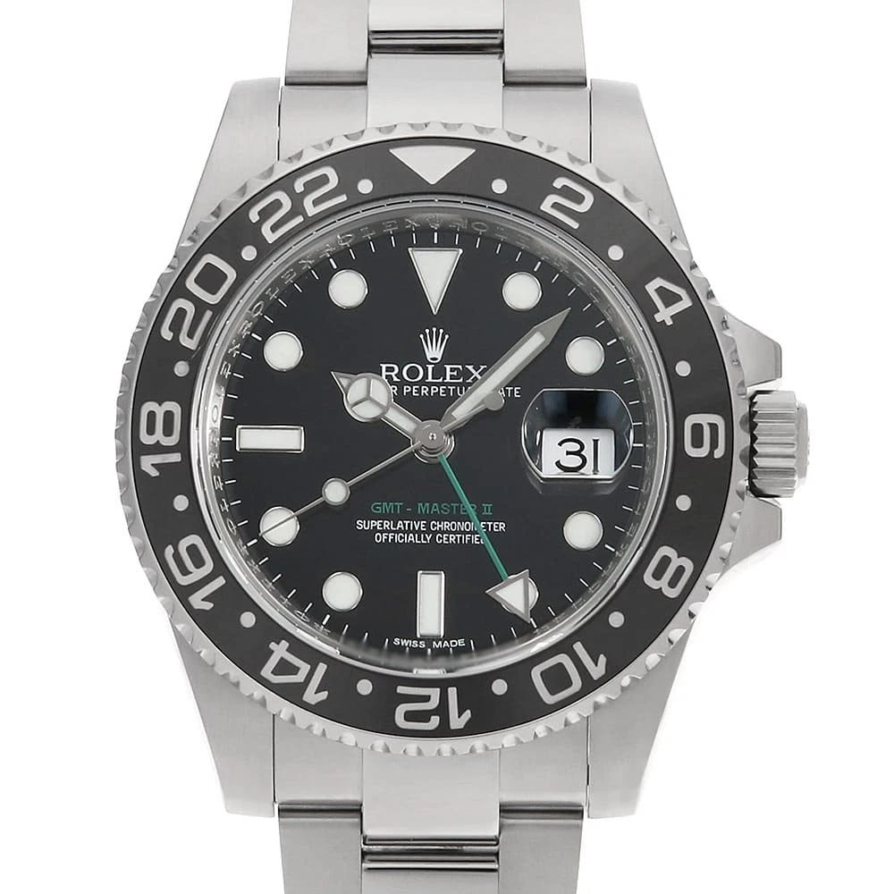 ROLEX GMT MASTER BLACK RANDOM WATCH: ROLEX GMT Master black Random Watch Brand: ROLEX Type: Wrist watch Material: Band Material Stainless Steel, Case Material Stainless Steel Color: Dial Color Black Size: Band Size 19.5cm (7.7inch),