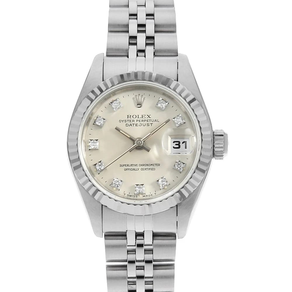 ROLEX DATEJUST DIAMOND SILVER S WATCH: ROLEX Datejust Diamond Silver S Watch Brand: ROLEX Type: Wrist watch Material: Band Material Stainless Steel, Case Material Stainless Steel Color: Dial Color Silver Size: Band Size 16cm (6.3inch),