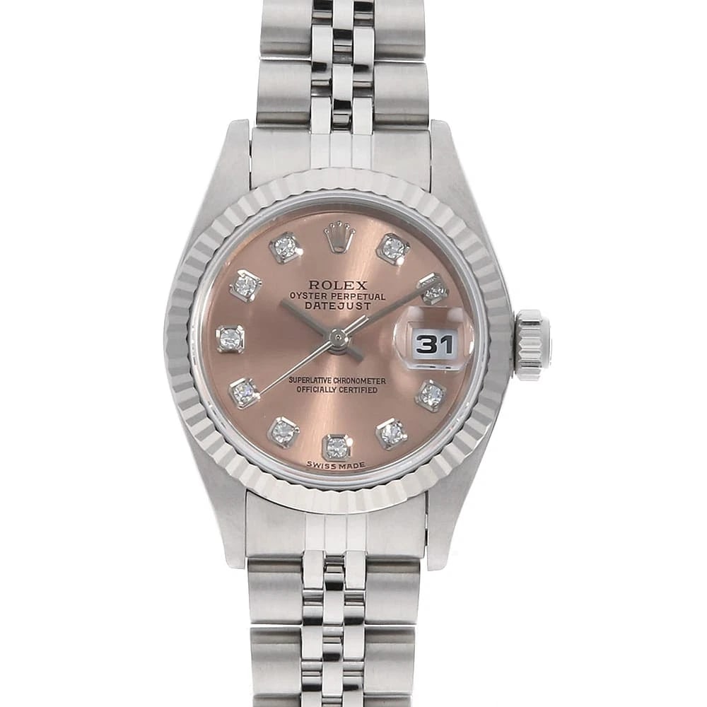 ROLEX DATEJUST DIAMOND PINK Y WATCH: ROLEX Datejust Diamond pink Y Watch Brand: ROLEX Type: Wrist watch Material: Band Material Stainless Steel, Case Material Stainless Steel Color: Dial Color Pink Size: Band Size 17cm (6.7inch),