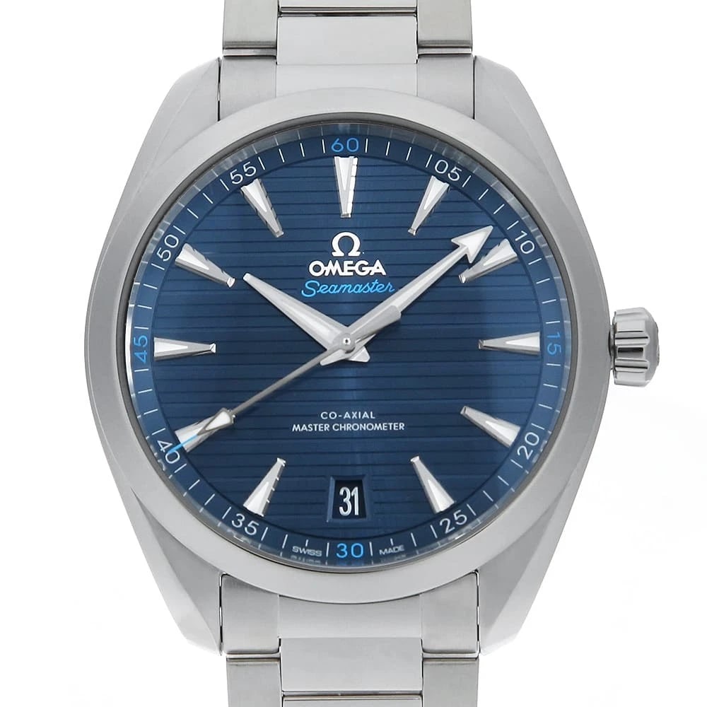 OMEGA SEAMASTER AQUA TERRA CO-AXIAL MASTER CHRONOMETER WATCH: OMEGA Seamaster Aqua Terra Co-Axial Master Chronometer Watch Brand: OMEGA Type: Wrist watch Material: Band Material Stainless Steel, Case Material Stainless Steel Color: Dial Color Blue Size: