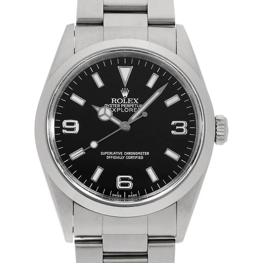 ROLEX EXPLORER BLACK A WATCH: ROLEX Explorer black A Watch Brand: ROLEX Type: Wrist watch Material: Band Material Stainless Steel, Case Material Stainless Steel Color: Dial Color Black Size: Band Size 18cm (7.1inch), Case
