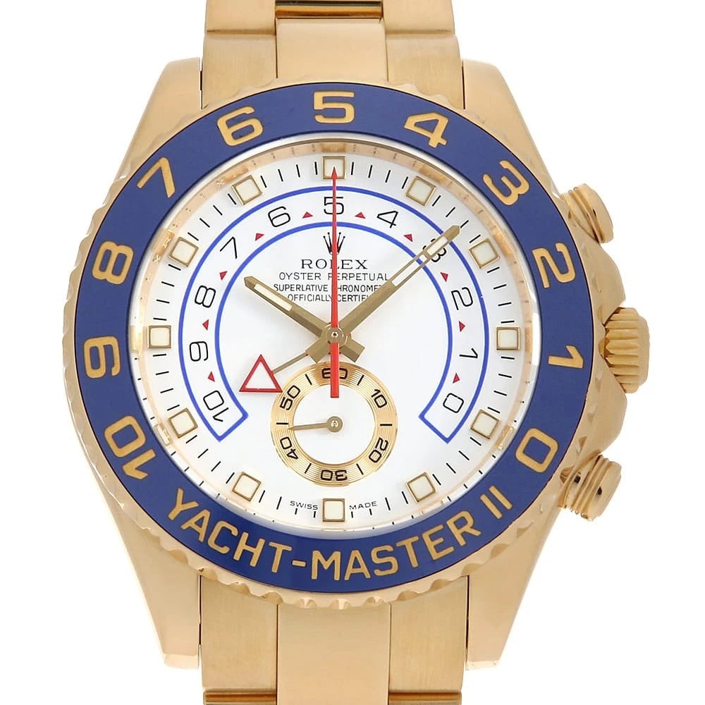 ROLEX YACHT MASTER WHITE M WATCH: ROLEX Yacht Master white M Watch Brand: ROLEX Type: Wrist watch Material: Band Material Yellow Gold, Case Material Yellow Gold Color: Dial Color White Size: Band Size 19cm (7.5inch), Case Size