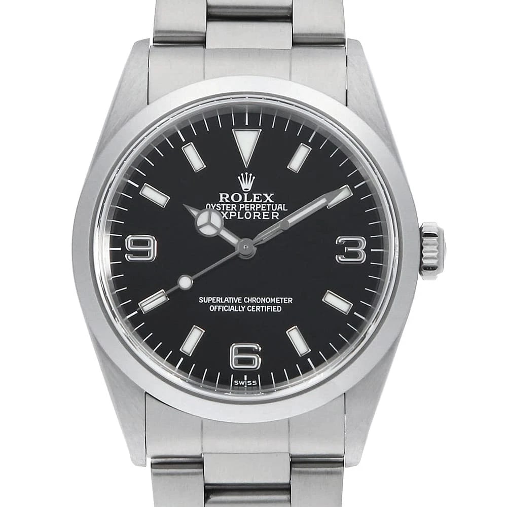 ROLEX EXPLORER BLACK A WATCH: ROLEX Explorer black A Watch Brand: ROLEX Type: Wrist watch Material: Band Material Stainless Steel, Case Material Stainless Steel Color: Dial Color Black Size: Band Size 18cm (7.1inch), Case Size