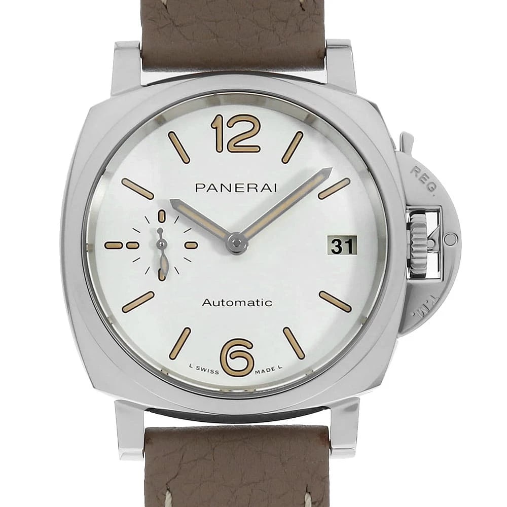 PANERAI LUMINOR DUE WATCH: PANERAI Luminor Due Watch Brand: PANERAI Type: Wrist watch Material: Band Material Calfskin, Case Material Stainless Steel Color: Dial Color White Size: Band Size NONE, Case Size Case:W38mm 