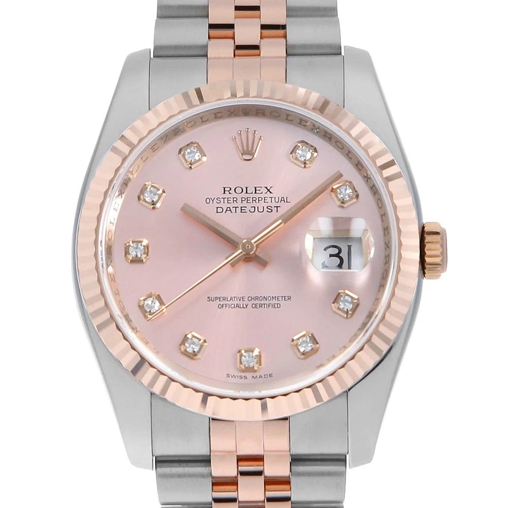 ROLEX DATEJUST DIAMOND PINK Z WATCH: ROLEX Datejust Diamond pink Z Watch Brand: ROLEX Type: Wrist watch Material: Band Material Stainless Steel/Pink Gold, Case Material Stainless Steel/Pink Gold Color: Dial Color Pink Size: Band Size
