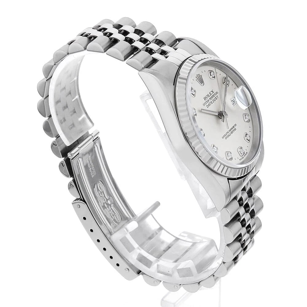 ROLEX DATEJUST DIAMOND SILVER K WATCH - 3