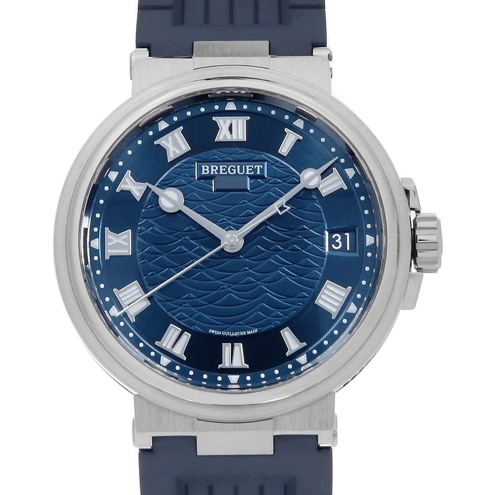 BREGUET MARINE WATCH: Breguet Marine Watch Brand: Breguet Type: Wrist watch Material: Band Material rubber, Case Material White Gold Color: Dial Color Blue Size: Band Size NONE, Case Size Case:W40mm Accessories: