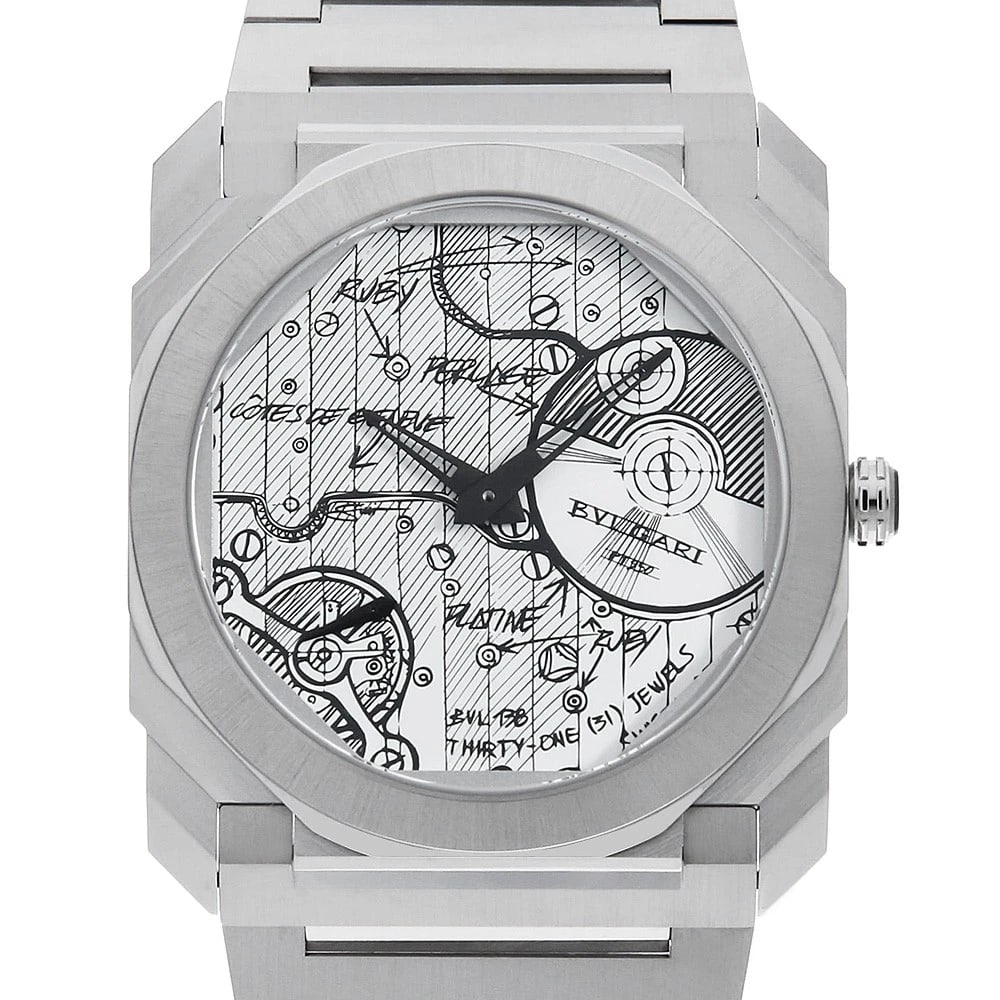 BVLGARI OCTO FINISSIMO SKETCH WATCH: BVLGARI Octo Finissimo Sketch Watch Brand: BVLGARI Type: Wrist watch Material: Band Material Stainless Steel, Case Material Stainless Steel Color: Dial Color White Size: Band Size 20cm