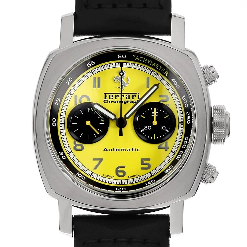 PANERAI FERRARI GRAN TURISMO CHRONOGRAPH WATCH: PANERAI Ferrari Gran Turismo Chronograph Watch Brand: PANERAI Type: Wrist watch Material: Band Material Calfskin, Case Material Stainless Steel Color: Dial Color Yellow Size: Band Size NONE,