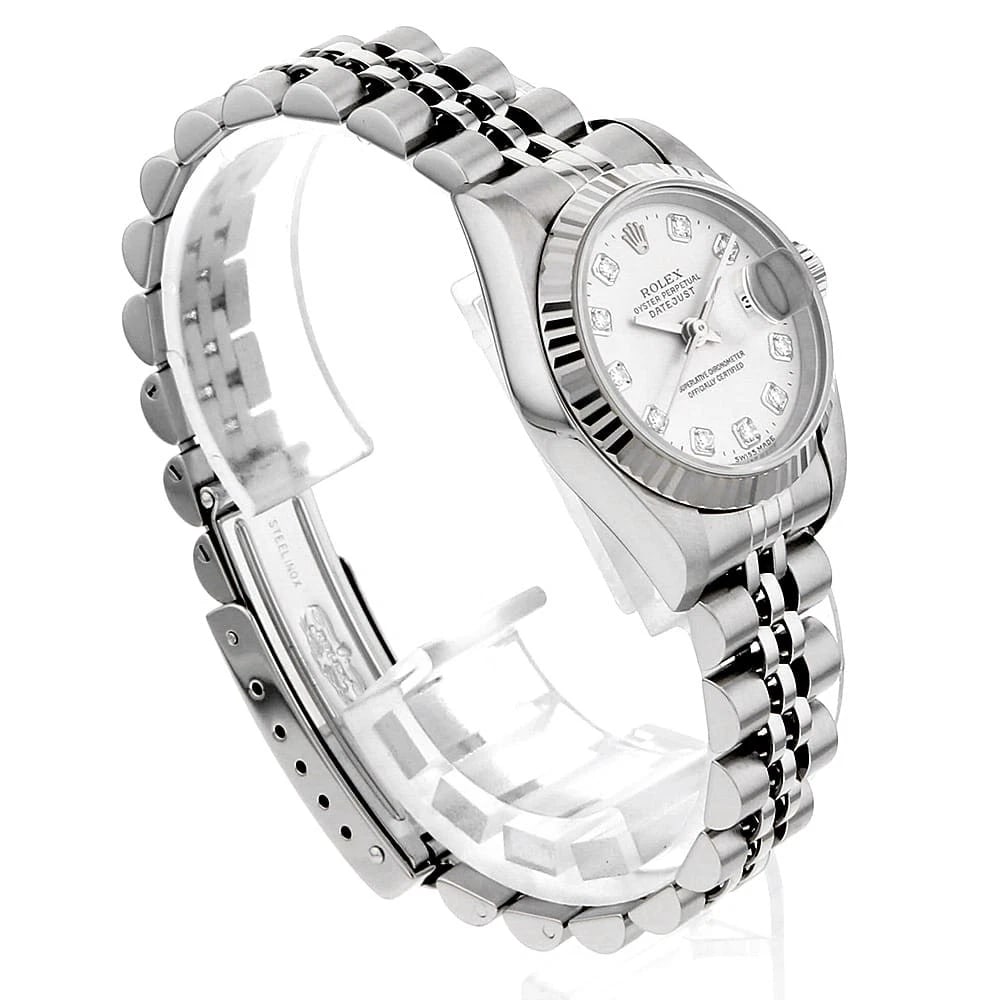 ROLEX DATEJUST DIAMOND SILVER WATCH - 3