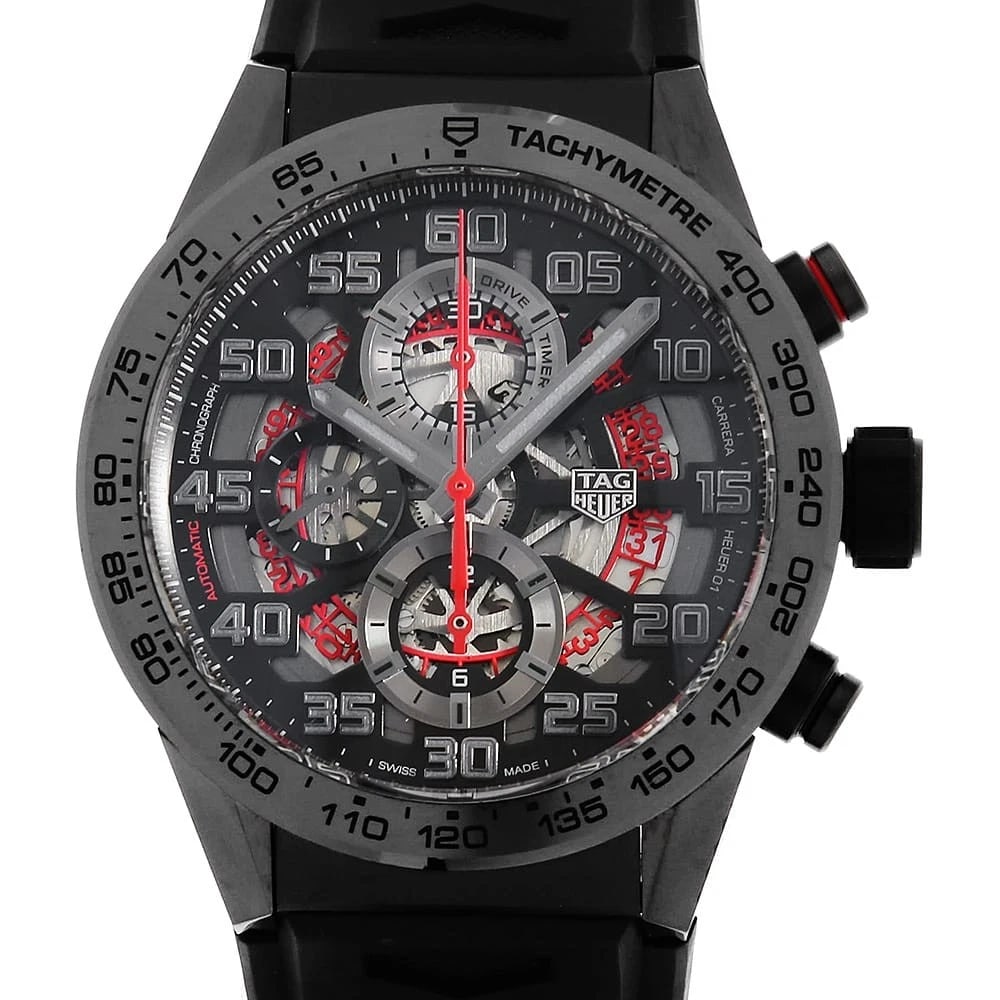 TAG HEUER HEUER SECOND WATCH: TAG Heuer Heuer second Watch Brand: TAG Heuer Type: Wrist watch Material: Band Material rubber, Case Material Ceramic Color: Dial Color Skeleton Size: Band Size NONE, Case Size Case:W44mm 