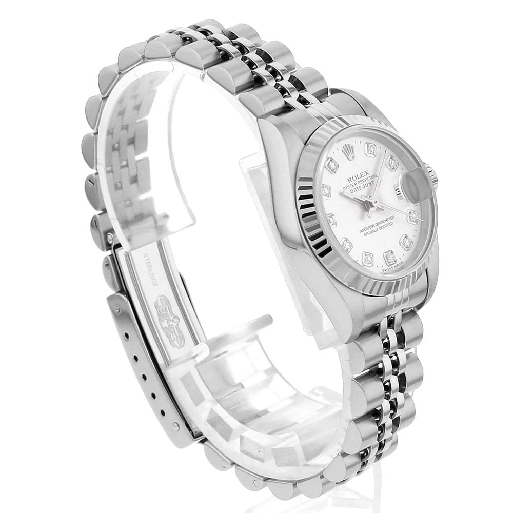 ROLEX DATEJUST DIAMOND SILVER P WATCH - 3