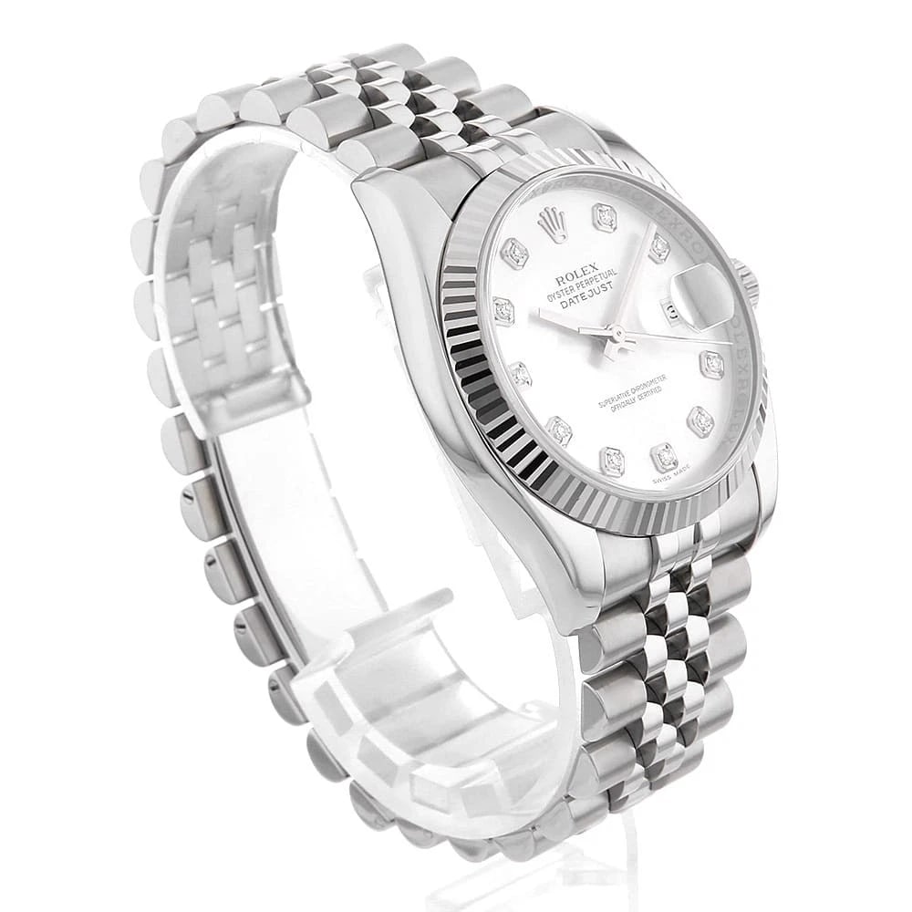 ROLEX DATEJUST DIAMOND SILVER WATCH - 3