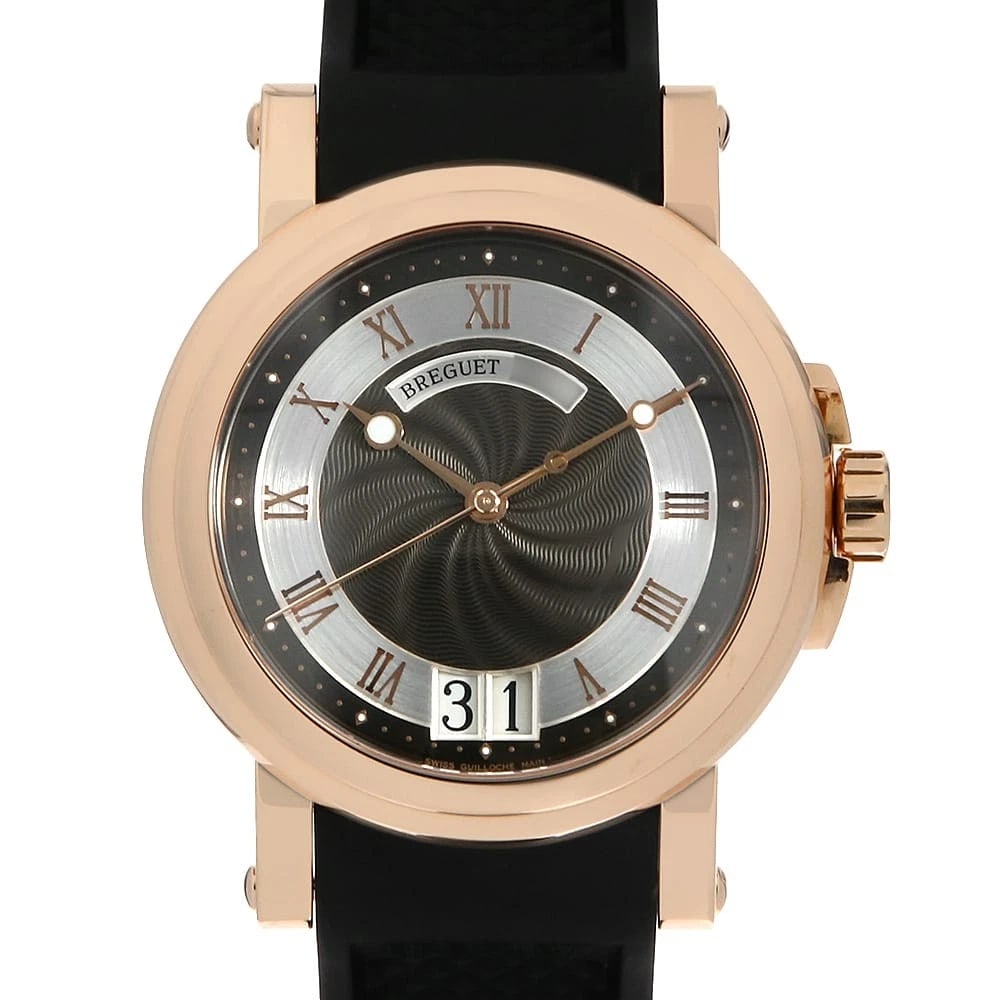 BREGUET MARINE LARGE WATCH: Breguet Marine Large Watch Brand: Breguet Type: Wrist watch Material: Band Material rubber, Case Material Rose Gold Color: Dial Color Black Size: Band Size NONE, Case Size Case:W39mm 