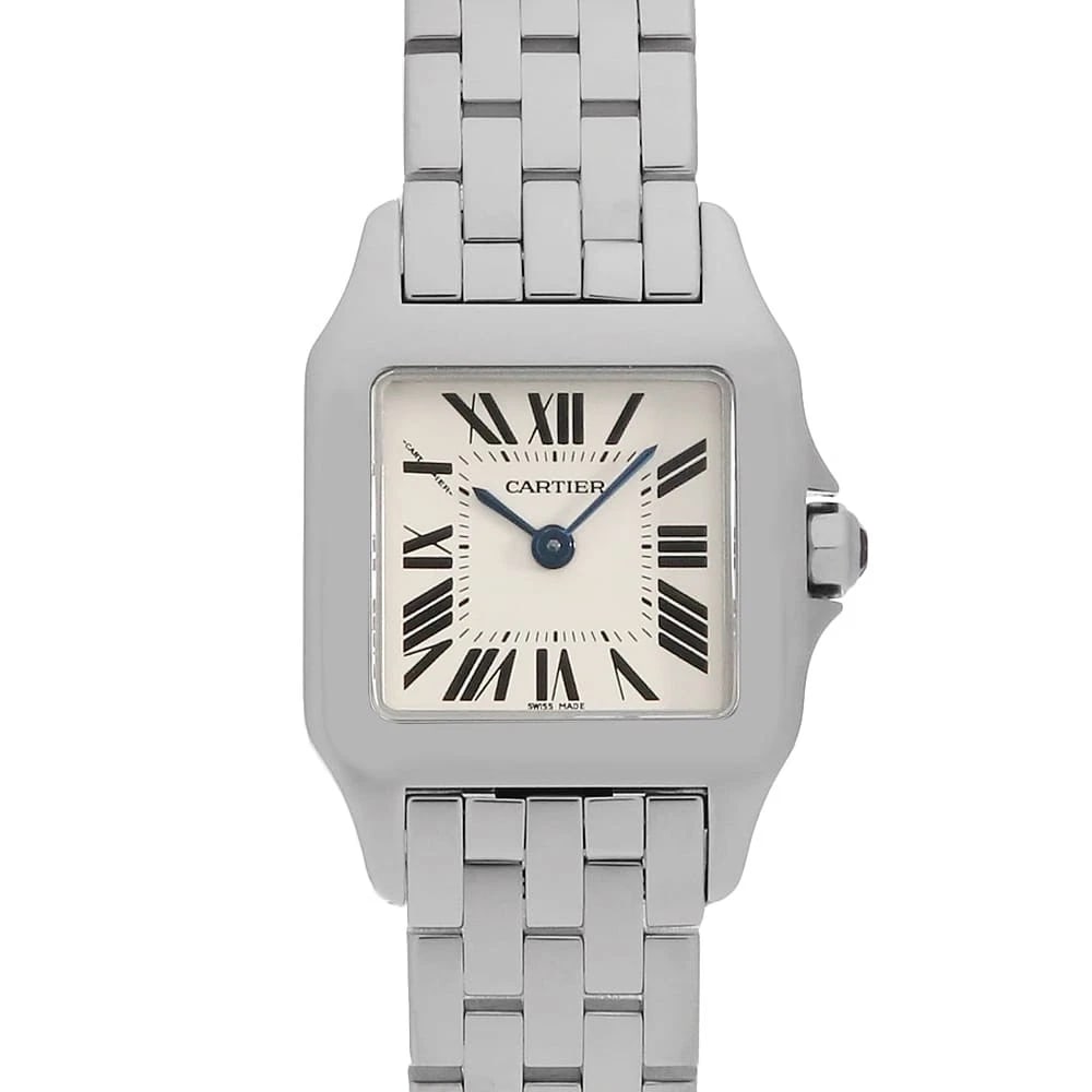 CARTIER SANTOS DE MOISELLE WATCH: Cartier Santos De Moiselle Watch Brand: Cartier Type: Wrist watch Material: Band Material Stainless Steel, Case Material Stainless Steel Color: Dial Color Ivory Size: Band Size 15.5cm