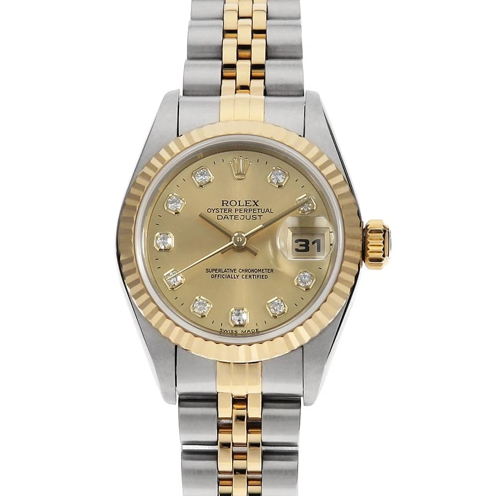 ROLEX DATEJUST DIAMOND CHAMPAGNE U WATCH: ROLEX Datejust Diamond Champagne U Watch Brand: ROLEX Type: Wrist watch Material: Band Material Stainless Steel/Yellow Gold, Case Material Stainless Steel/Yellow Gold Color: Dial Color