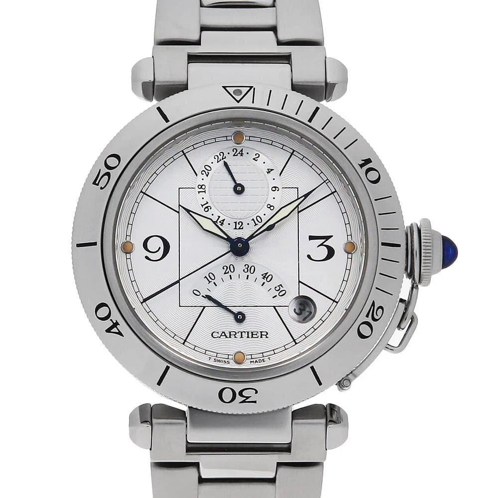 CARTIER PASHA POWER RESERVE WATCH: Cartier Pasha Power Reserve Watch Brand: Cartier Type: Wrist watch Material: Band Material Stainless Steel, Case Material Stainless Steel Color: Dial Color Silver Size: Band Size 17.5cm