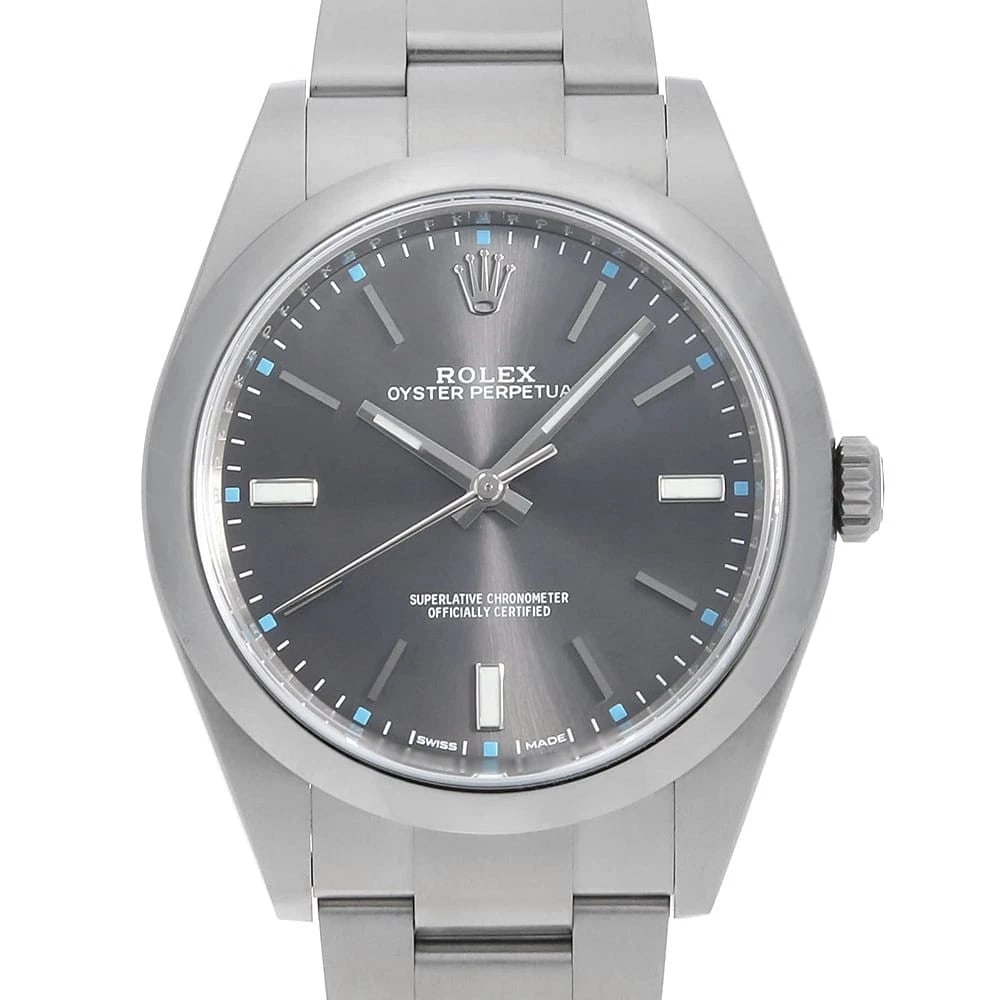 ROLEX OYSTER PERPETUAL SEC WATCH: ROLEX Oyster Perpetual sec Watch Brand: ROLEX Type: Wrist watch Material: Band Material Stainless Steel, Case Material Stainless Steel Color: Dial Color Slate Size: Band Size 17.5cm (6.9inch),