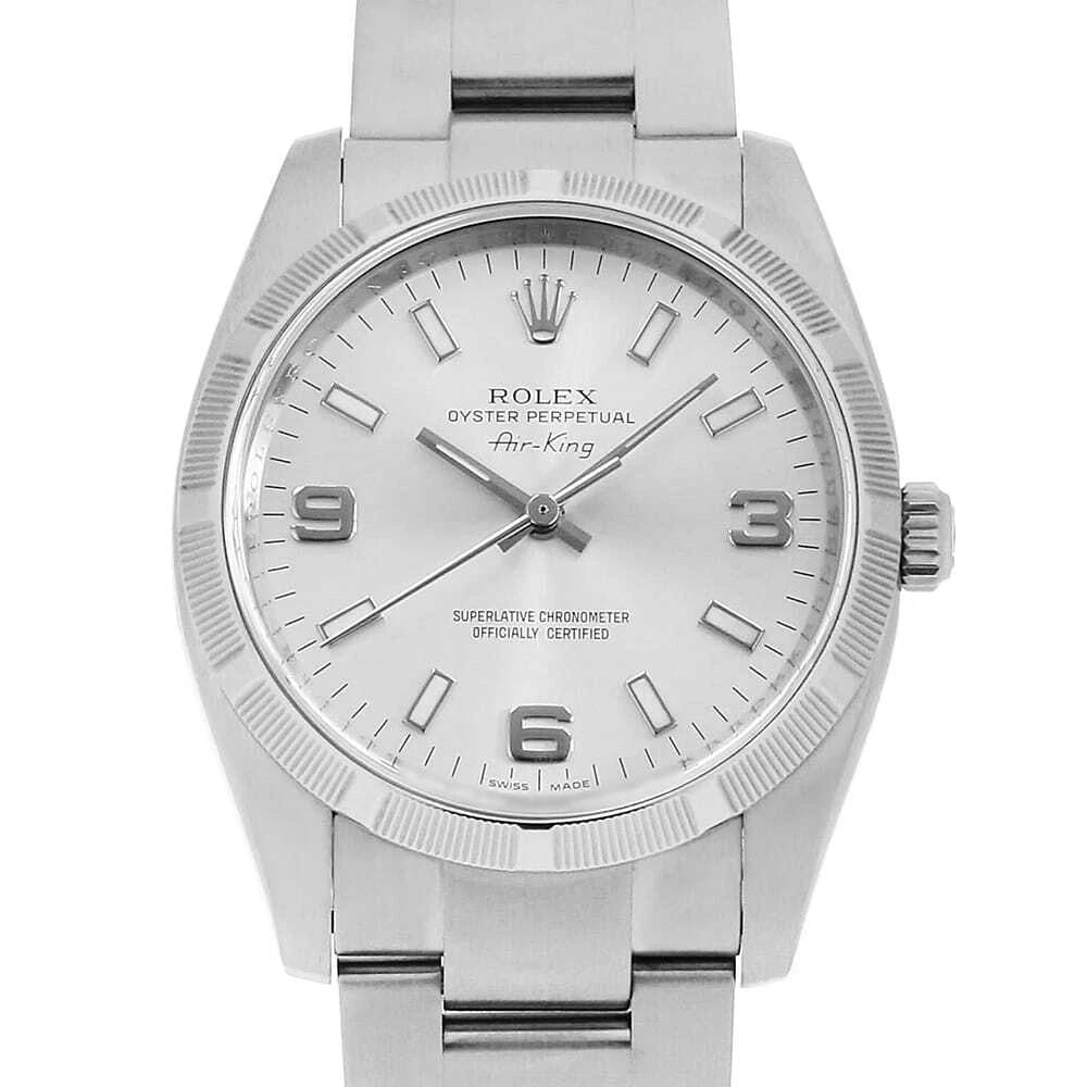 ROLEX OYSTER PERPETUAL AIR KING SILVER WHITE SECOND WATCH: ROLEX Oyster Perpetual Air King Silver white second Watch Brand: ROLEX Type: Wrist watch Material: Band Material Stainless Steel, Case Material Stainless Steel Color: Dial Color Silver Size: